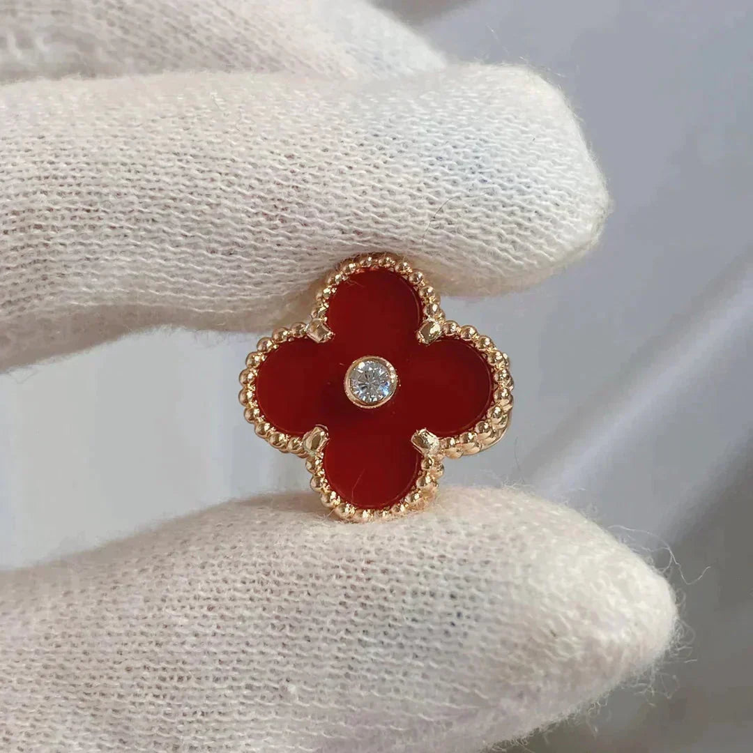 [Renovia Jewelry]CLOVER MEDIUM 1 MOTIFS CARNELIAN  DIAMOND earrings