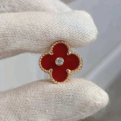 [Renovia Jewelry]CLOVER MEDIUM 1 MOTIFS CARNELIAN  DIAMOND earrings