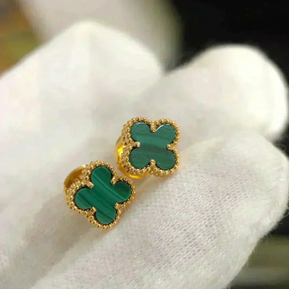 [Renovia Jewelry]CLOVER MINI 9.5MM MALACHITE  EARRINGS
