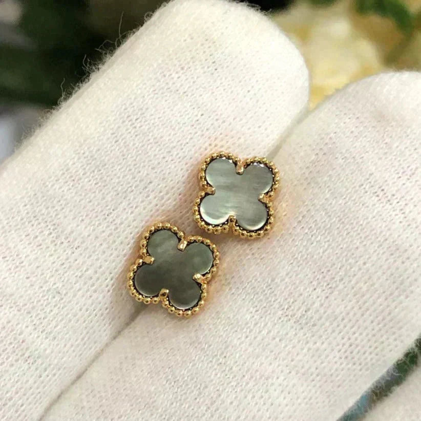 [Renovia Jewelry]CLOVER MINI 9.5MM GRAY MOP EARRINGS