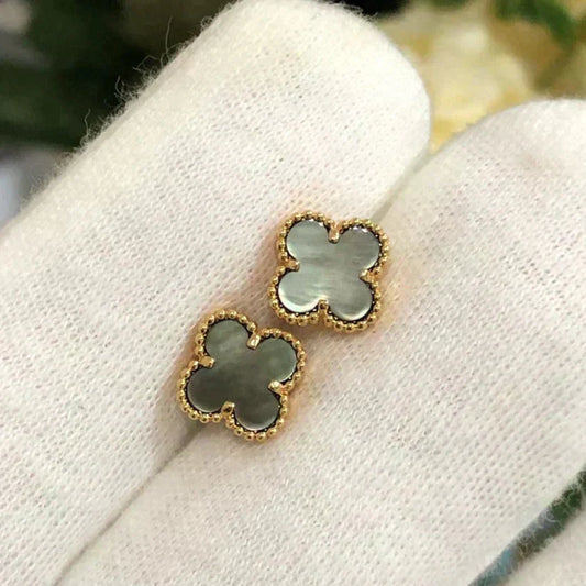 [Renovia Jewelry]CLOVER MINI 9.5MM GRAY MOP EARRINGS