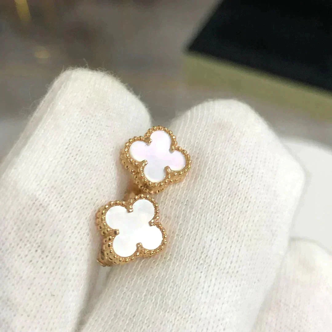 [Renovia Jewelry]CLOVER MINI 9.5MM WHITE MOP EARRINGS