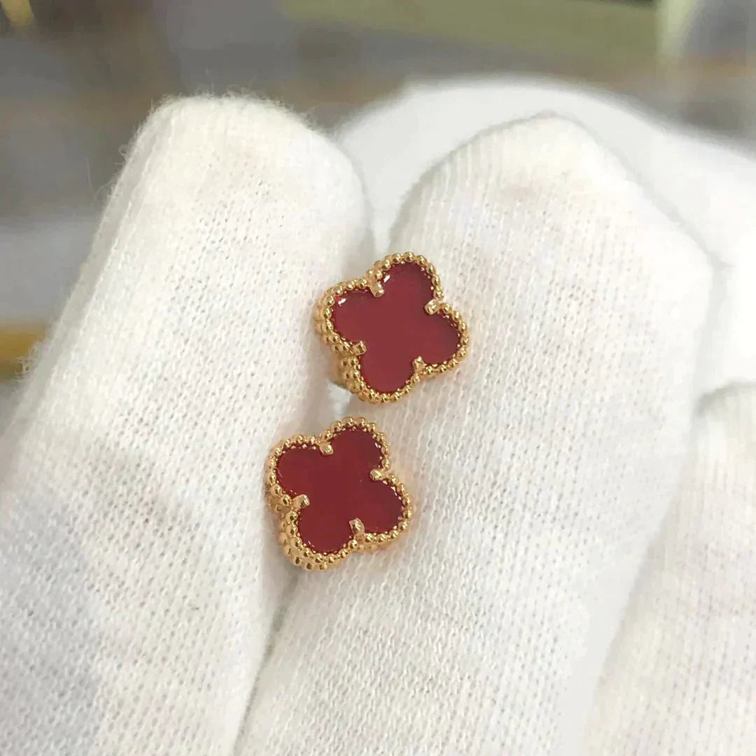 [Renovia Jewelry]CLOVER MINI 9.5MM CARNELIAN EARRINGS