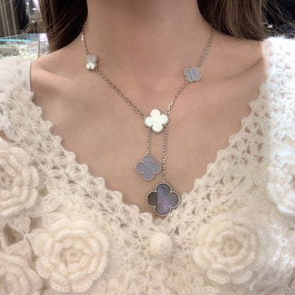 [Renovia Jewelry]CLOVER MOP CHALCEDONY NECKLACE SILVER 6 MOTIF