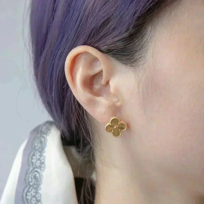 [Renovia Jewelry]CLOVER MEDIUM 1 MOTIFS LASER EARRINGS