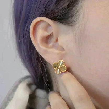 [Renovia Jewelry]CLOVER MEDIUM 1 MOTIFS LASER EARRINGS