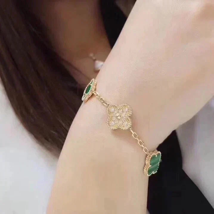 [Renovia Jewelry] CLOVER 5 MOTIF MALACHITE BRACELET COLLECTION
