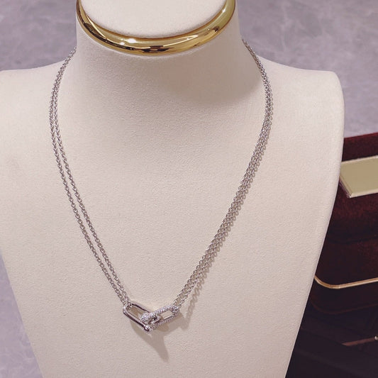 [Renovia Jewelry]HARDWEAR DOUBLE LINK PEDANT SILVER DIAMOND NECKLACE