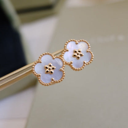 [Renovia Jewelry]LUCKY PINK GOLD WHITE MOP EARRINGS