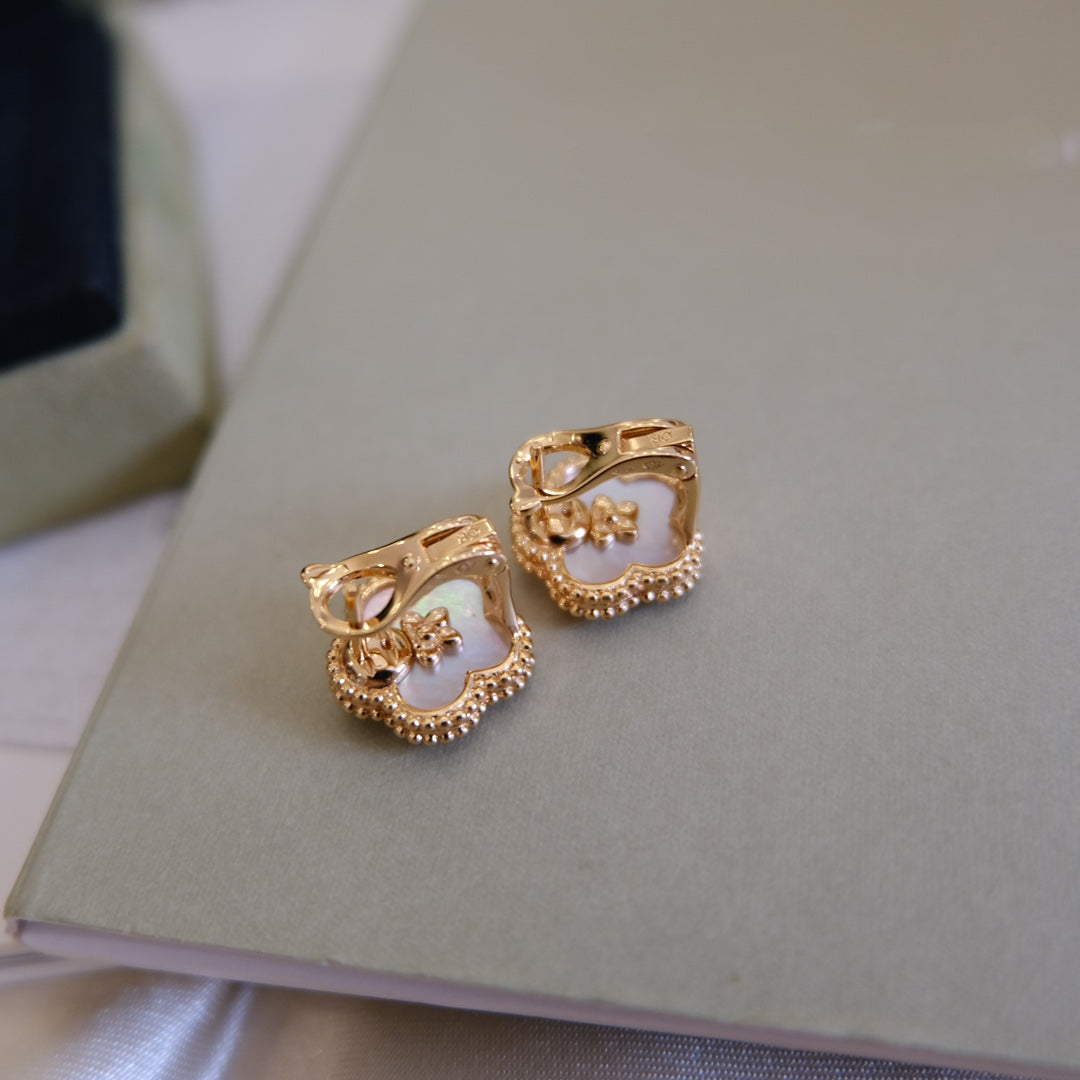[Renovia Jewelry]LUCKY PINK GOLD WHITE MOP EARRINGS