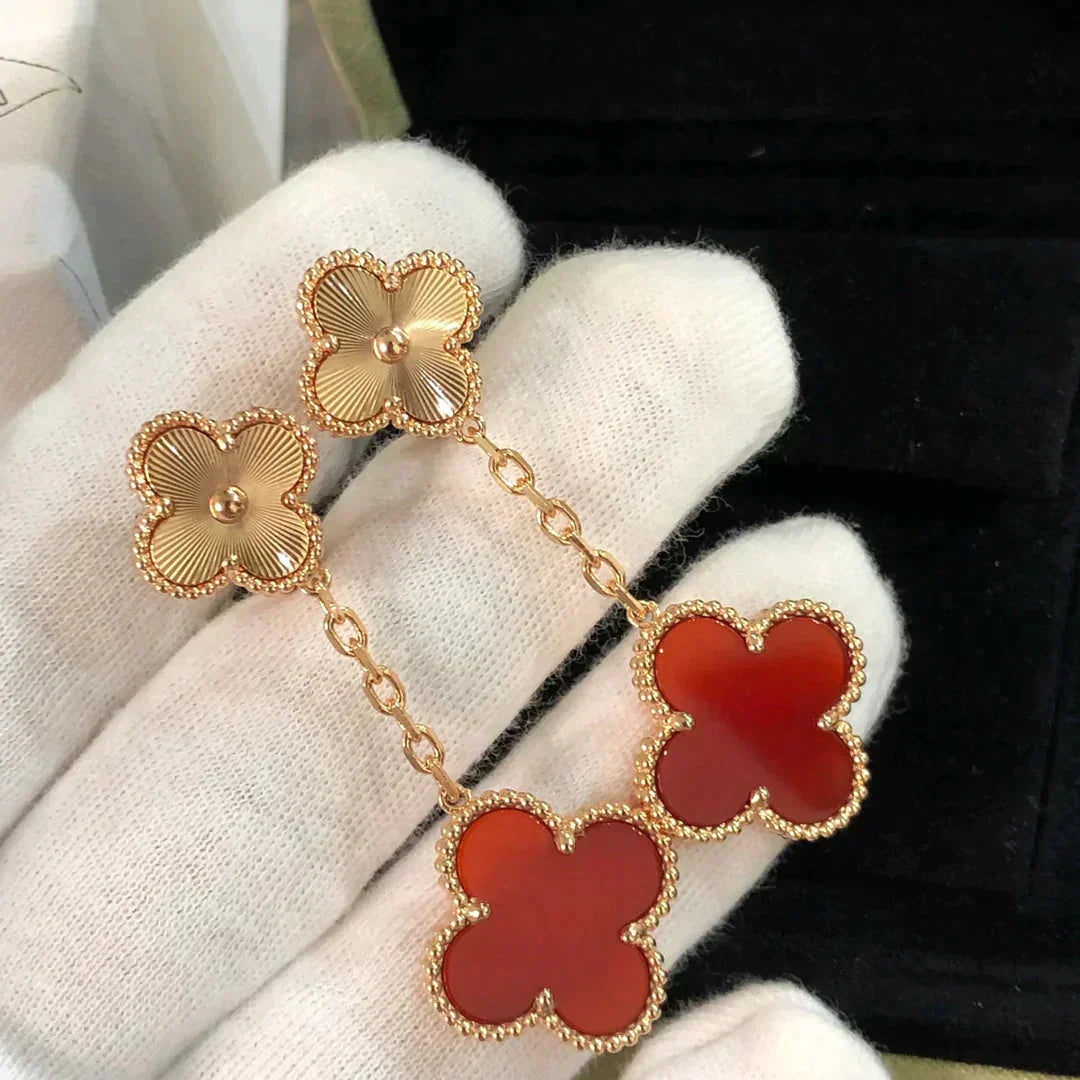 [Renovia Jewelry]CLOVER 2 MOTIF  LASER CARNELIAN EARRINGS