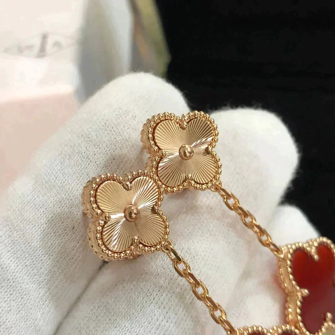 [Renovia Jewelry]CLOVER 2 MOTIF  LASER CARNELIAN EARRINGS