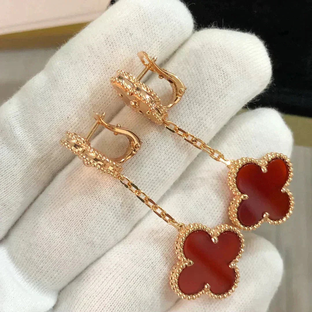 [Renovia Jewelry]CLOVER 2 MOTIF  LASER CARNELIAN EARRINGS