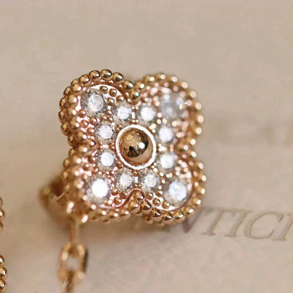 [Renovia Jewelry]CLOVER MEDIUM 1 MOTIFS FUll DIAMOND EARRINGS