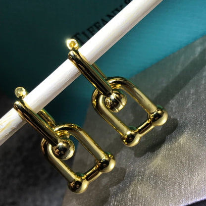 [Renovia Jewelry]HARDWARE DROP EARRINGS DOUBLE LINK