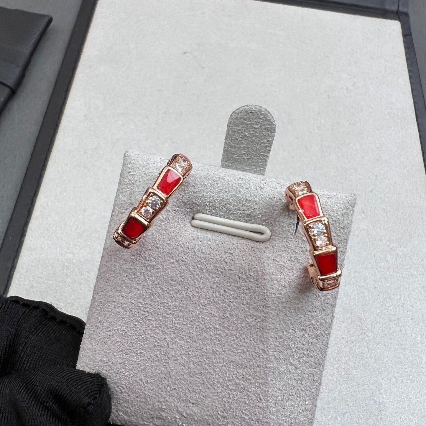 [Renovia Jewelry]SERPENTI CARNELIAN PINK GOLD EARRINGS
