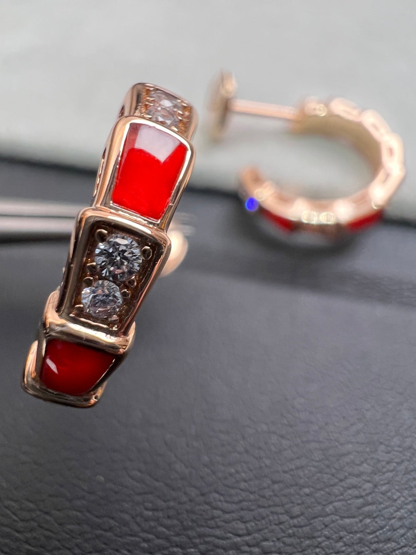 [Renovia Jewelry]SERPENTI CARNELIAN PINK GOLD EARRINGS