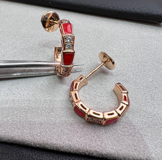 [Renovia Jewelry]SERPENTI CARNELIAN PINK GOLD EARRINGS