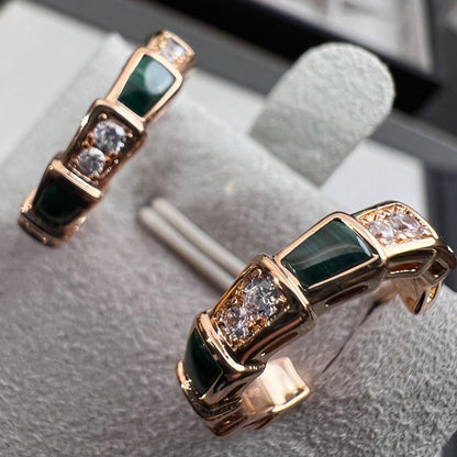 [Renovia Jewelry]SERPENTI MALACHITE PINK GOLD EARRINGS