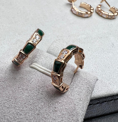 [Renovia Jewelry]SERPENTI MALACHITE PINK GOLD EARRINGS