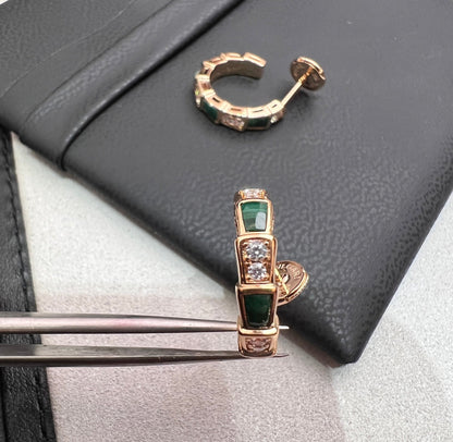 [Renovia Jewelry]SERPENTI MALACHITE PINK GOLD EARRINGS