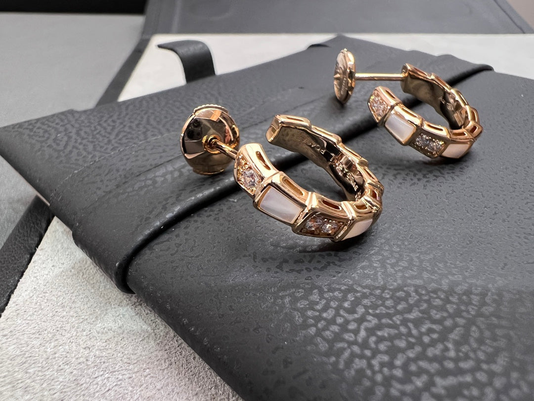 [Renovia Jewelry]SERPENTI MOP PINK GOLD EARRINGS