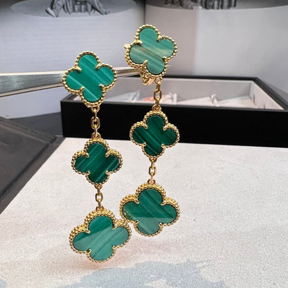 [Renovia Jewelry]CLOVER MALACHITE 3 MOTIFS GOLD