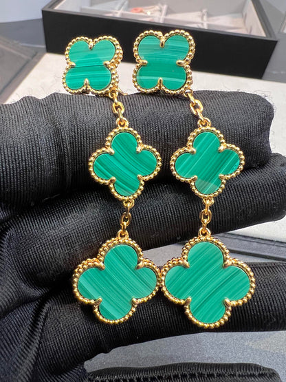 [Renovia Jewelry]CLOVER MALACHITE 3 MOTIFS GOLD