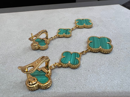[Renovia Jewelry]CLOVER MALACHITE 3 MOTIFS GOLD