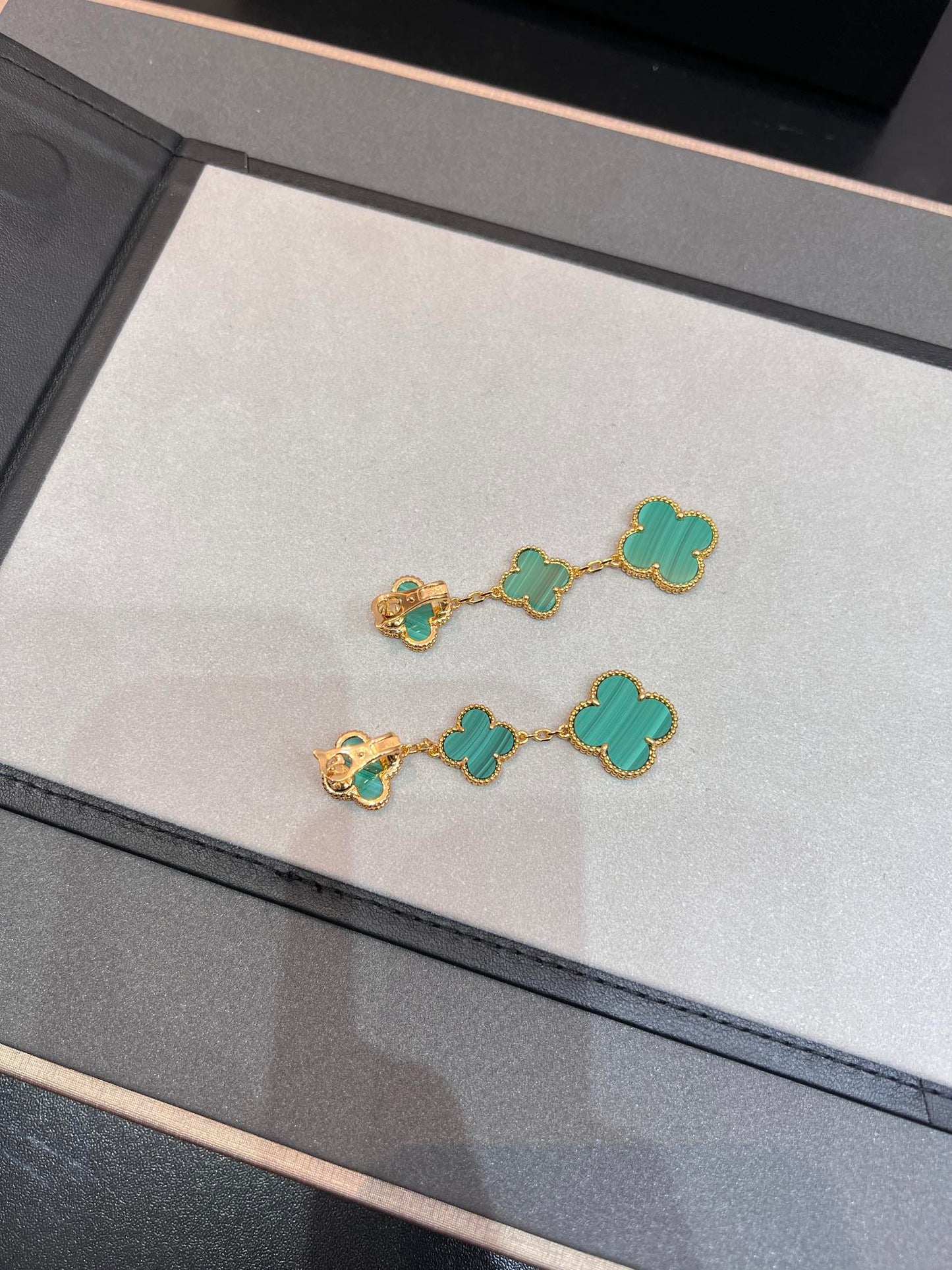 [Renovia Jewelry]CLOVER MALACHITE 3 MOTIFS GOLD