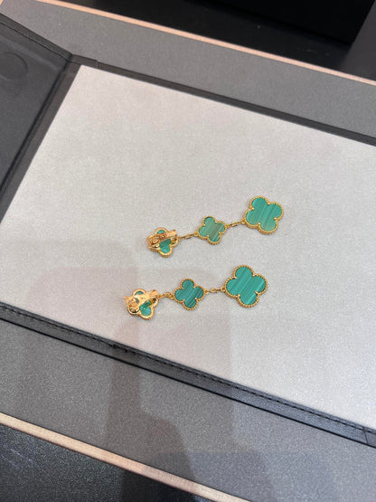 [Renovia Jewelry]CLOVER MALACHITE 3 MOTIFS GOLD