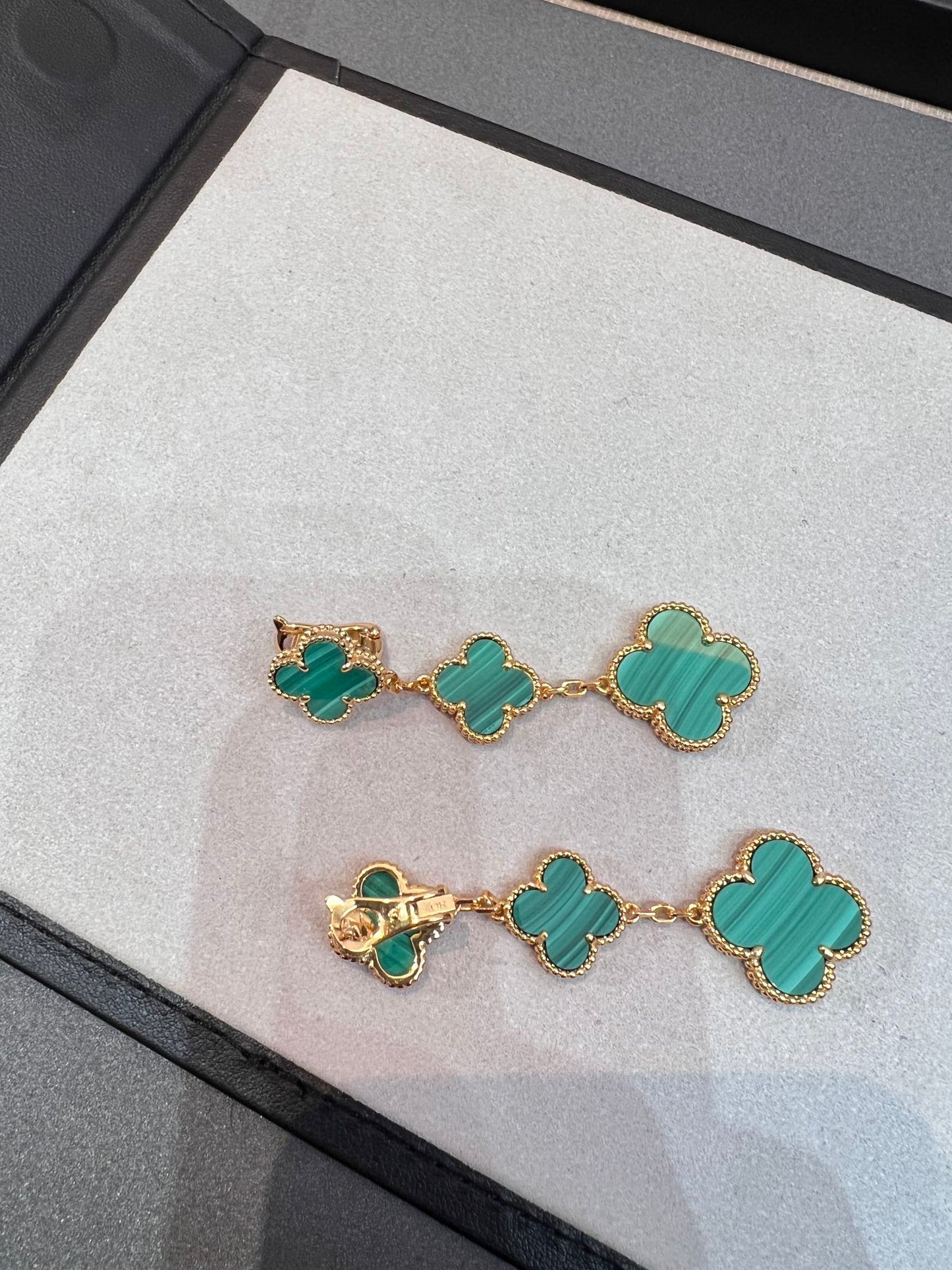 [Renovia Jewelry]CLOVER MALACHITE 3 MOTIFS GOLD