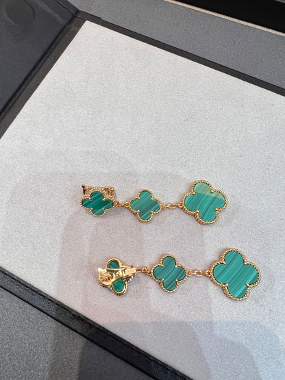 [Renovia Jewelry]CLOVER MALACHITE 3 MOTIFS GOLD