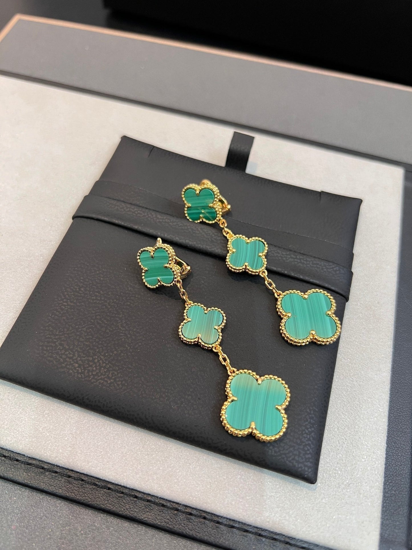 [Renovia Jewelry]CLOVER MALACHITE 3 MOTIFS GOLD