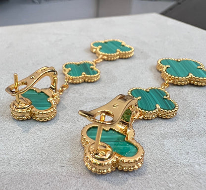 [Renovia Jewelry]CLOVER MALACHITE 3 MOTIFS GOLD