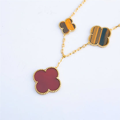 [Renovia Jewelry]CLOVER BRACELET 5 MOTIFS CARNELIAN TIGER EYE