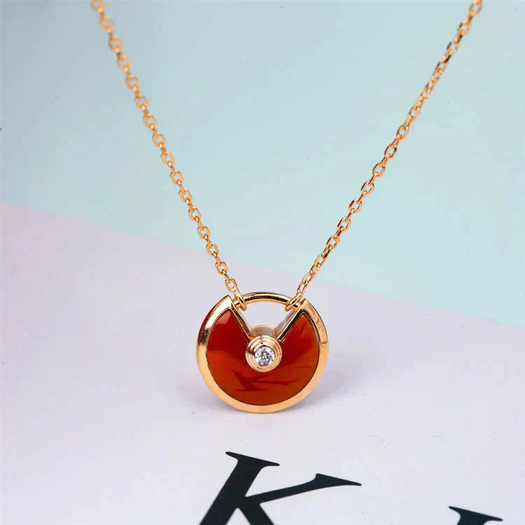 [Renovia Jewelry]AMULETTE GOLD CARNELIAN ONYX NECKLACE