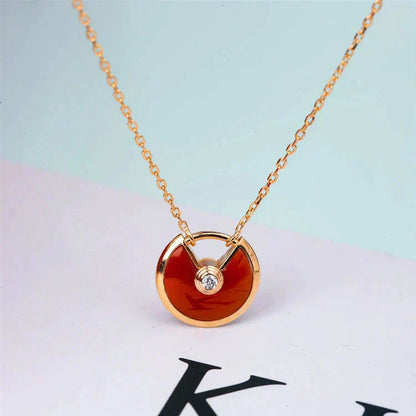 [Renovia Jewelry]AMULETTE GOLD CARNELIAN ONYX NECKLACE