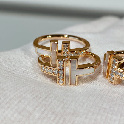 [Renovia Jewelry]T WIRE MOP DIAMOND RING PINK GOLD