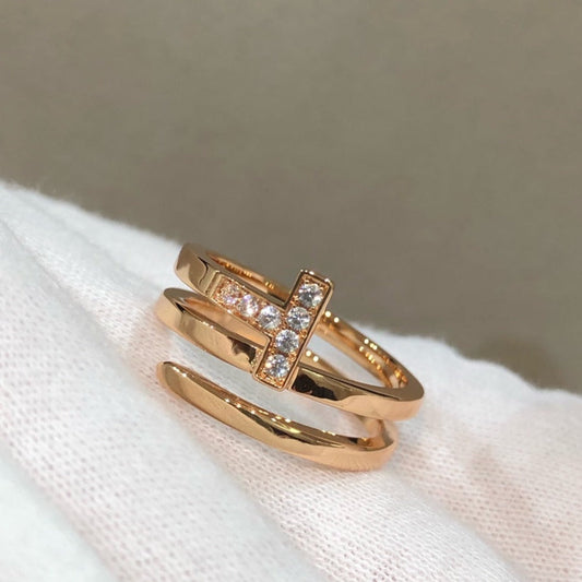[Renovia Jewelry]T WIRE DOUBLE ROWS RING PINK GOLD