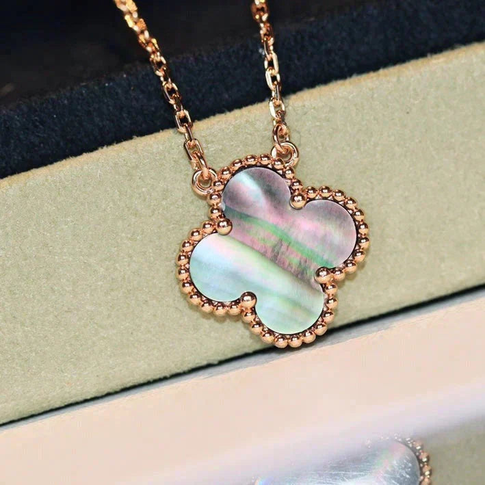 [Renovia Jewelry]CLOVER 15MM  GRAY MOTHER OF PEARL NECKLACE