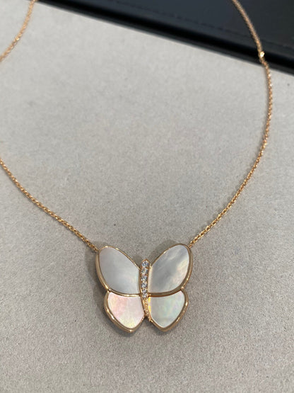 [Renovia Jewelry]BUTTERFLY GOLD MOP DIAMOND NECKLACE