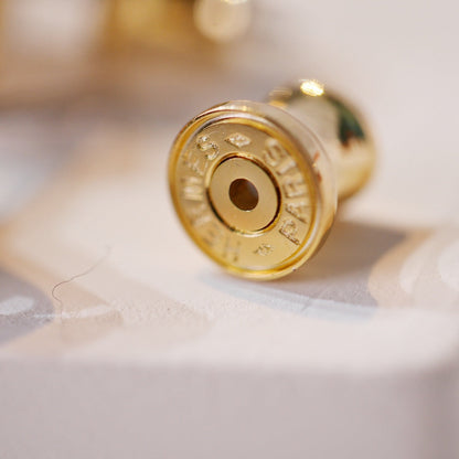 [Renovia Jewelry]MINI POP H GOLD EARRINGS GREY