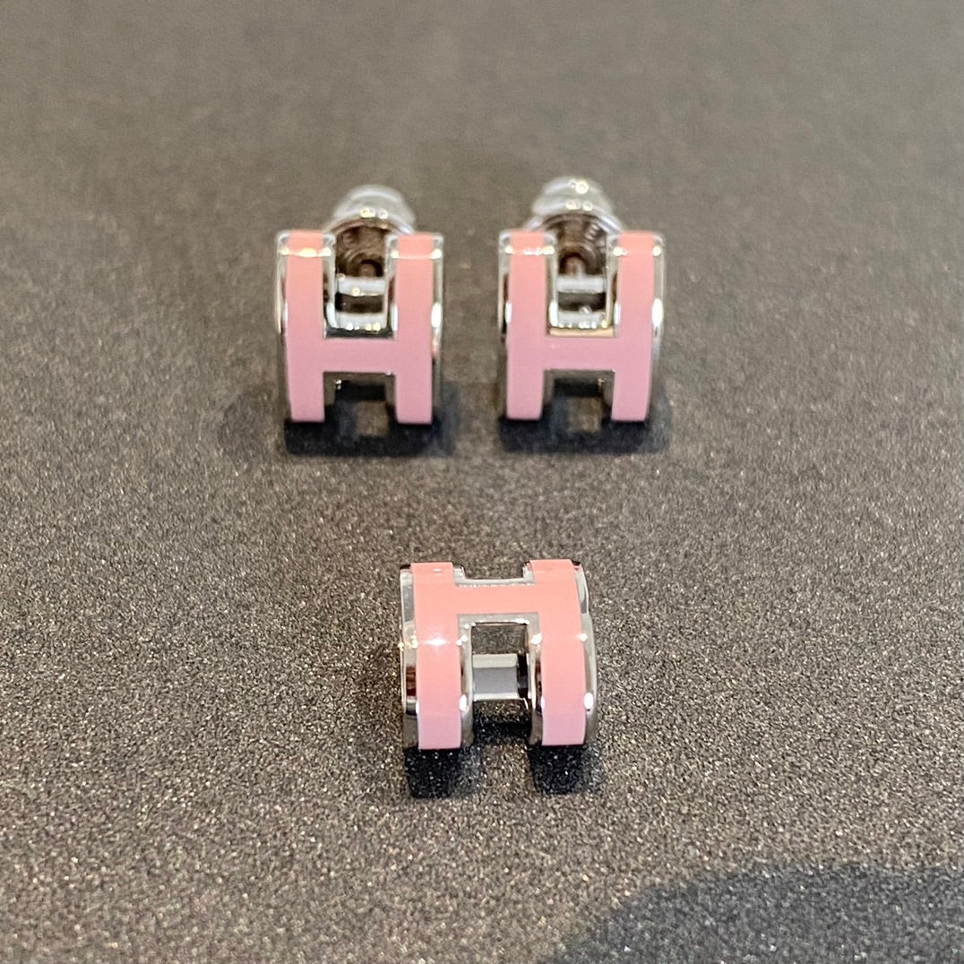 [Renovia Jewelry]MINI POP H SILVER EARRINGS PINK