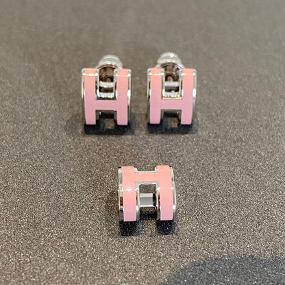 [Renovia Jewelry]MINI POP H SILVER EARRINGS PINK