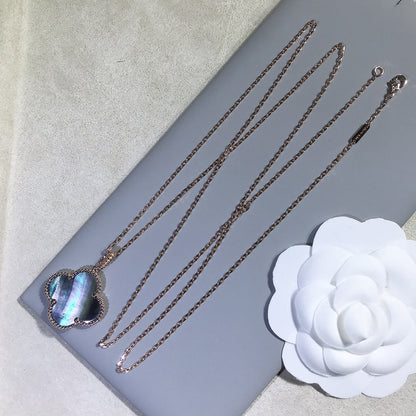 [Renovia Jewelry]CLOVER 25MM GOLD DARK MOP BIG CLOVER NECKLACE