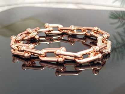 [Renovia Jewelry]HARDWEAR BRACELET PINK GOLD AND SILVER DIAMOND