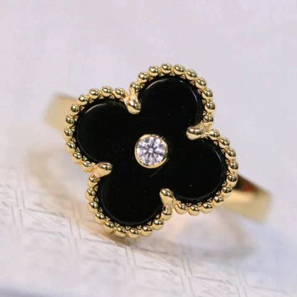 [Renovia Jewelry]CLOVER ONYX RING GOLD DIAMOND
