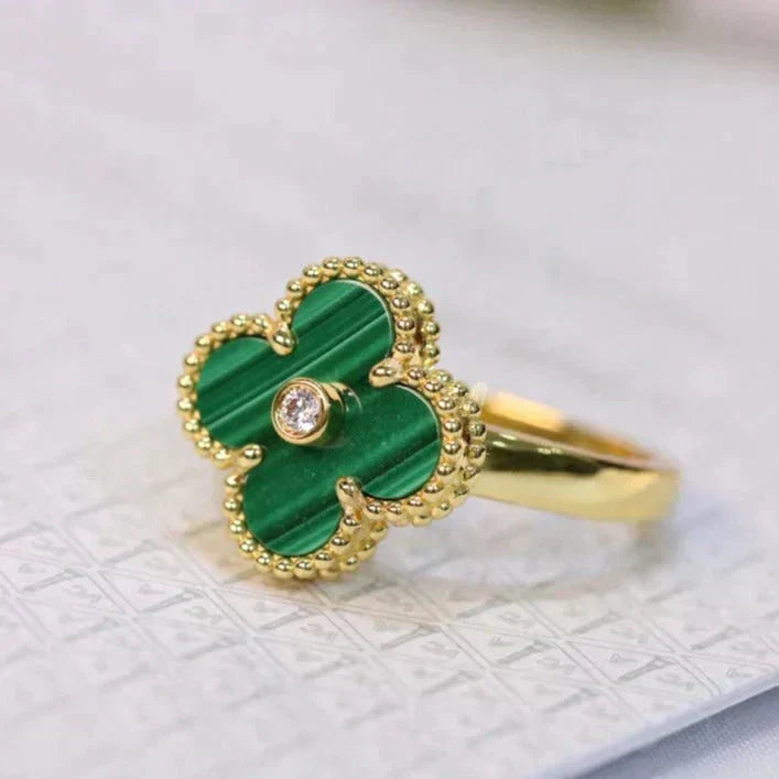 [Renovia Jewelry]CLOVER MALACHITE RING GOLD DIAMOND