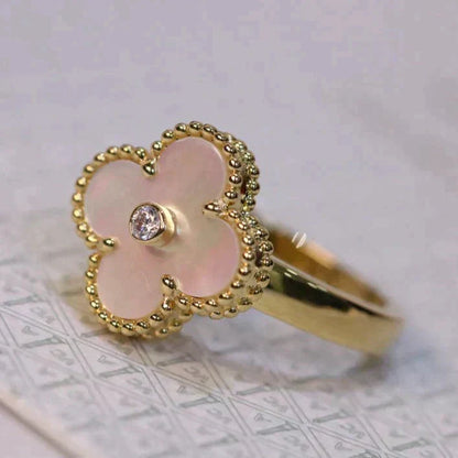 [Renovia Jewelry]CLOVER PINK MOP RING GOLD DIAMOND